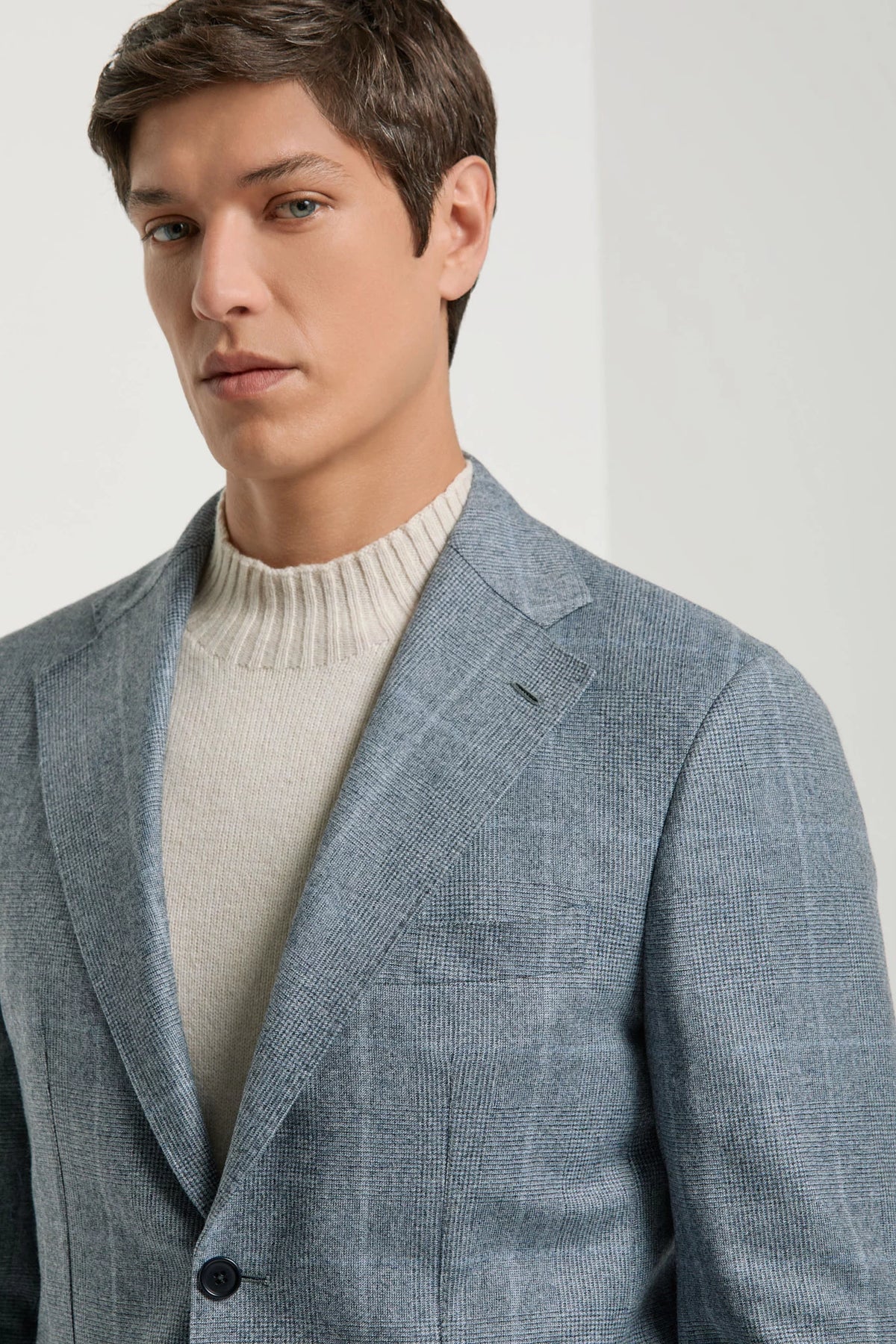 Pini Parma made in italy men avio blue glen check suit