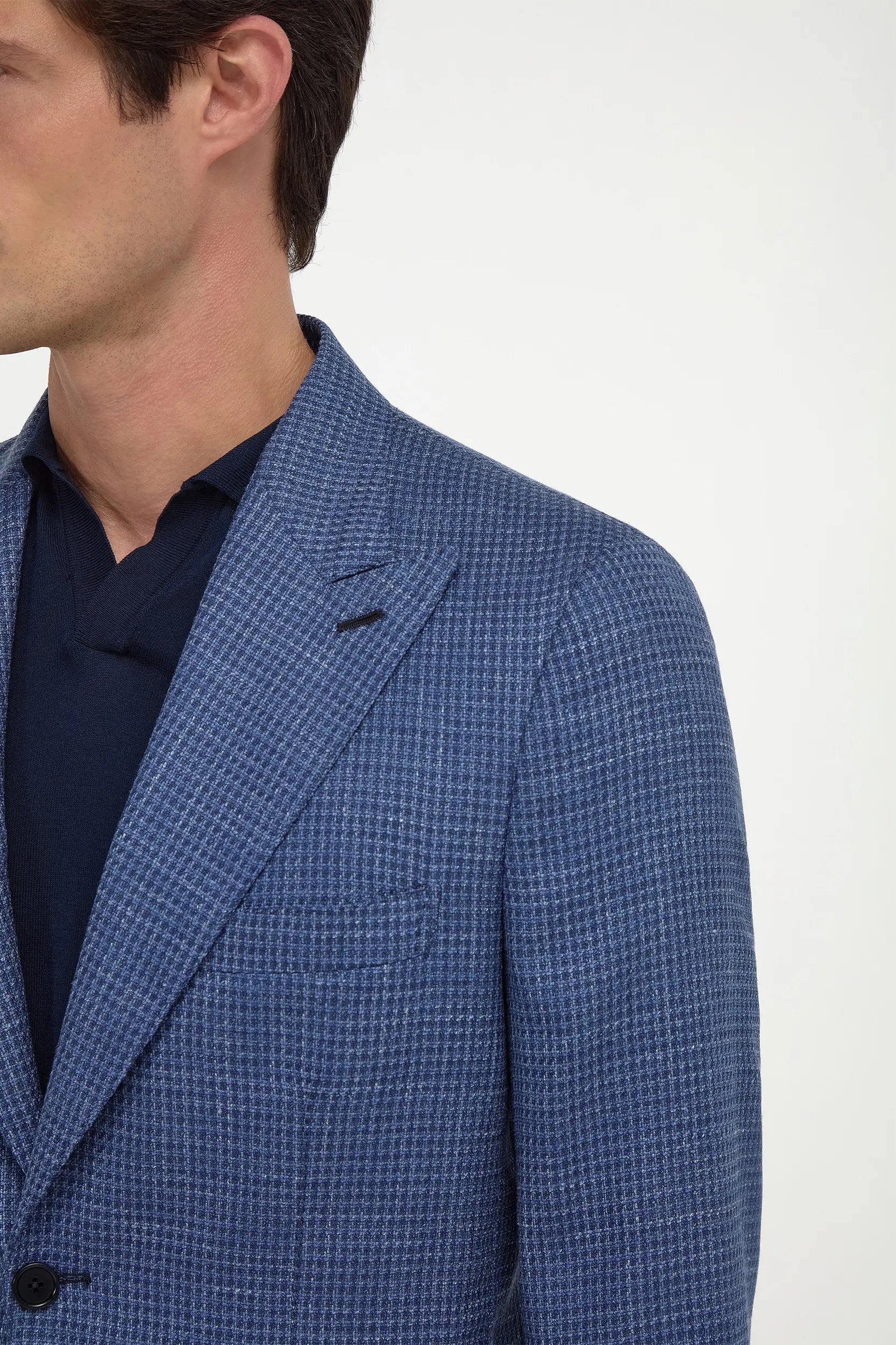 Avio blue houndstooth jacket - Made in Italy