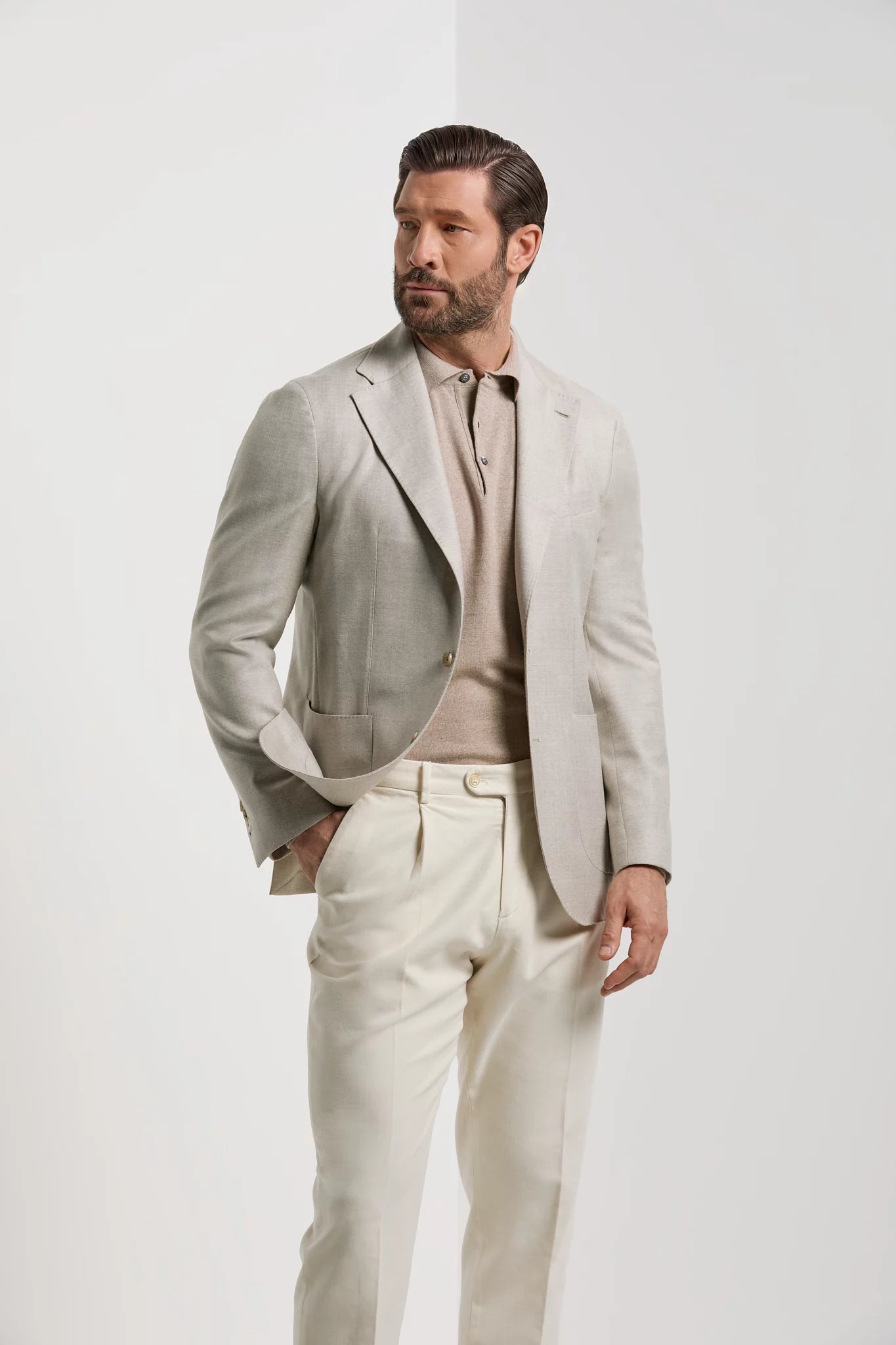 Men Pini Parma Made in Italy wool beige jacket classic winter fall