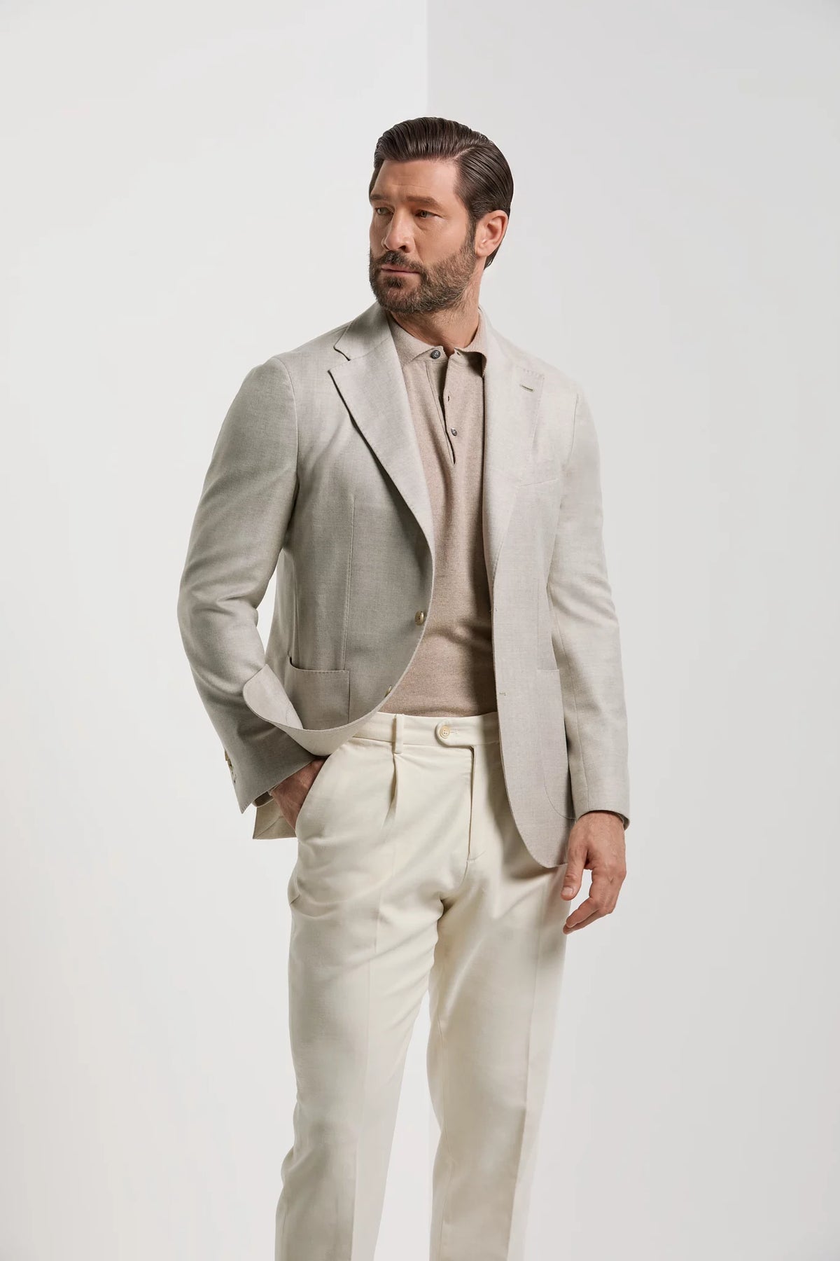 Men Pini Parma Made in Italy wool beige jacket classic winter fall