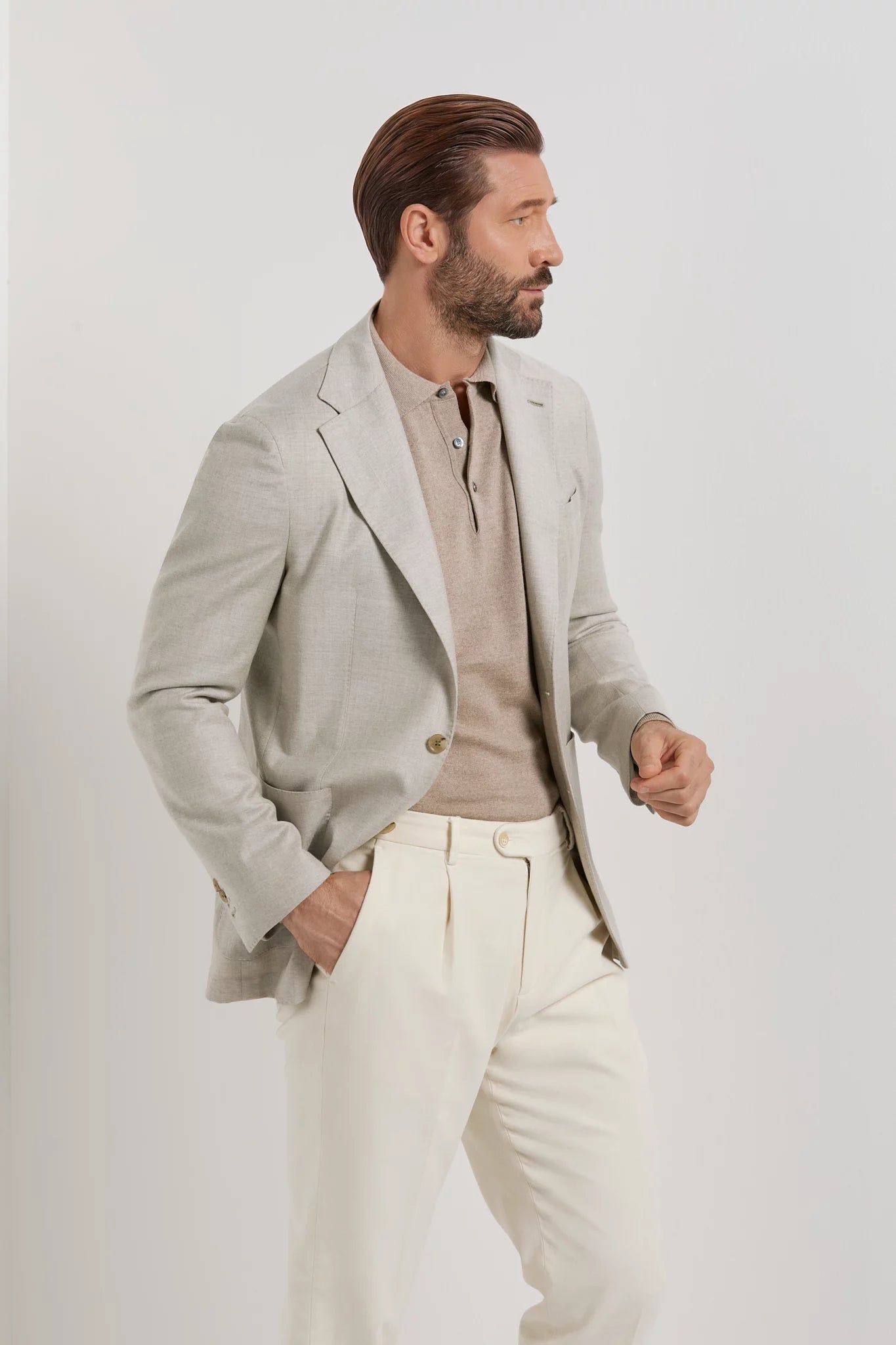 Men Pini Parma Made in Italy wool beige jacket classic winter fall