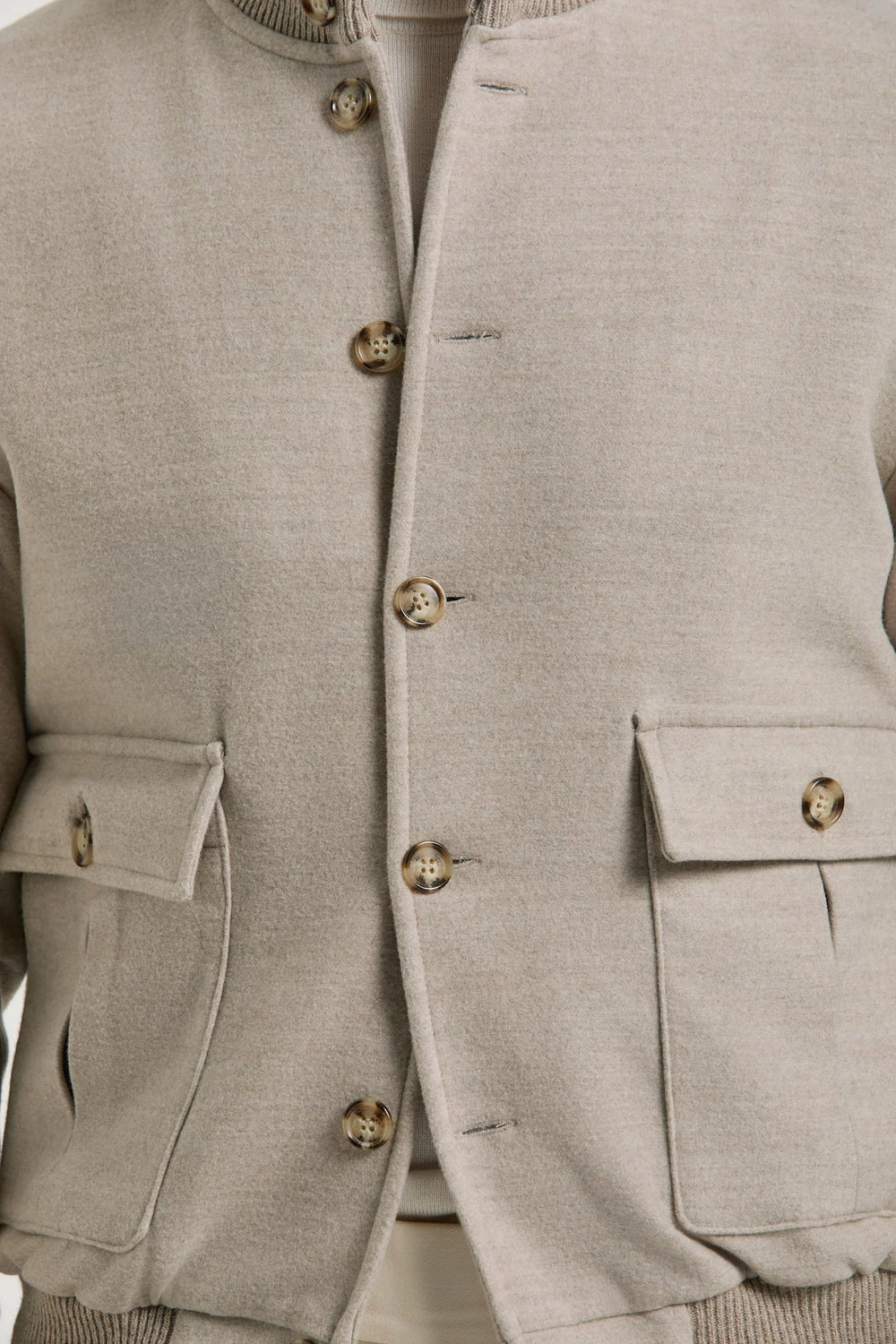 Men pini parma super 180's wool beige bomber made in italy 