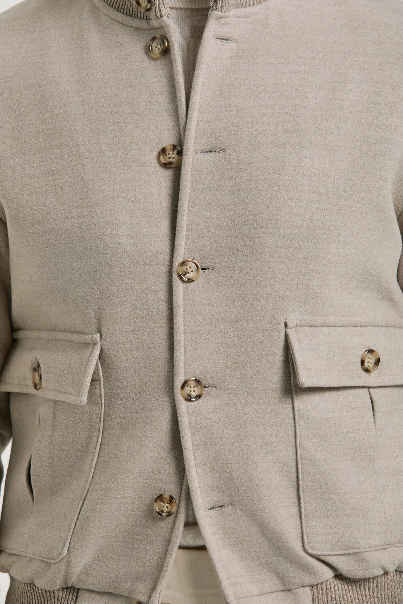 Men pini parma super 180's wool beige bomber made in italy 