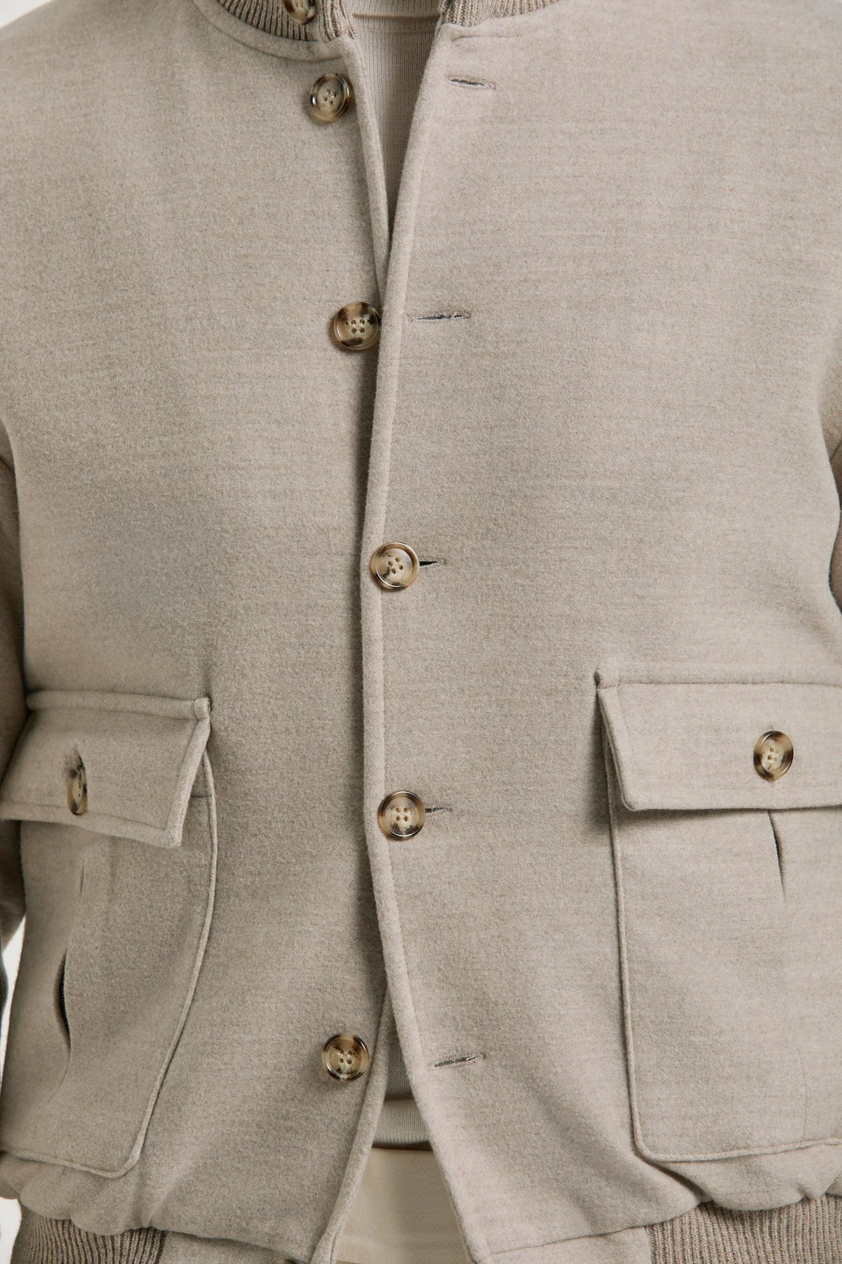 Men pini parma super 180's wool beige bomber made in italy 