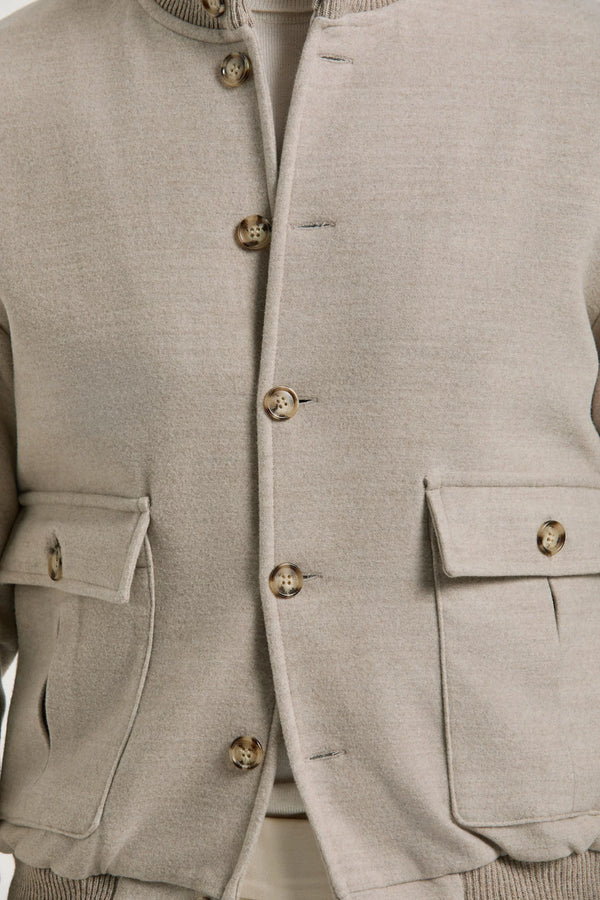 Men pini parma super 180's wool beige bomber made in italy 