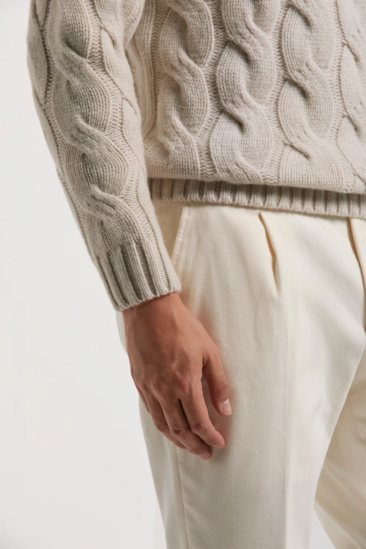 Pini Parma men made in Italy beige cable turtleneck sweater