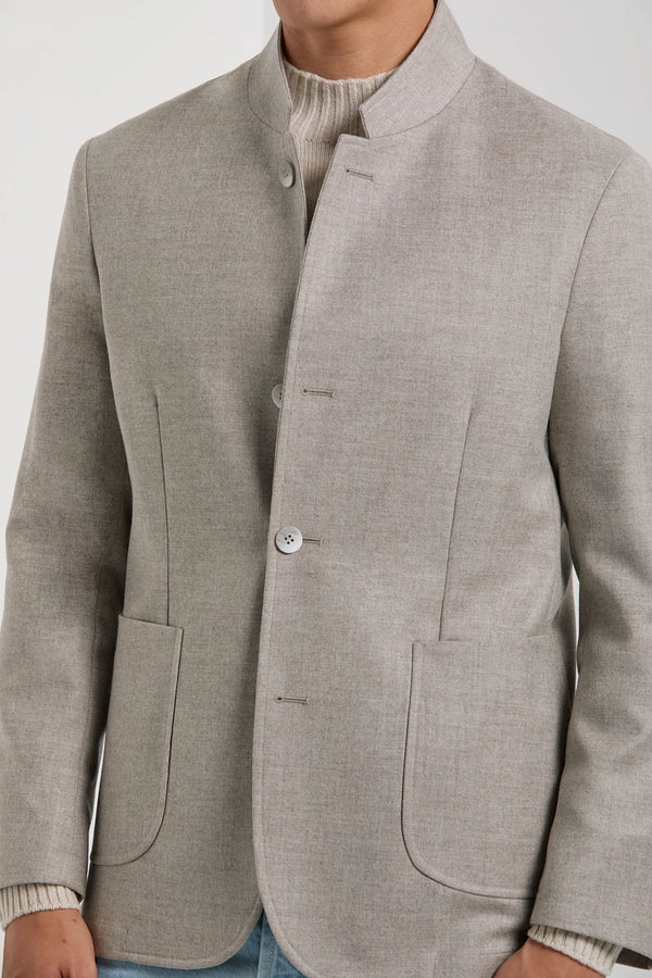 Men Pini Parma beige coreana jacket made in Italy in wool and cashmere