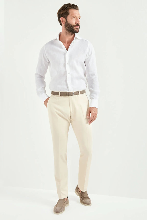 beige cotton linen trousers, men's beige trousers, italian summer pants, beige garda trousers, luxury men's trousers, elegant men's pants, refined cotton linen trousers, tailored beige trousers, premium italian trousers, sophisticated men's lightweight pants, timeless italian trousers, upscale men's trousers, classic beige pants, italian craftsmanship trousers, premium men's cotton linen trousers, refined italian garda trousers