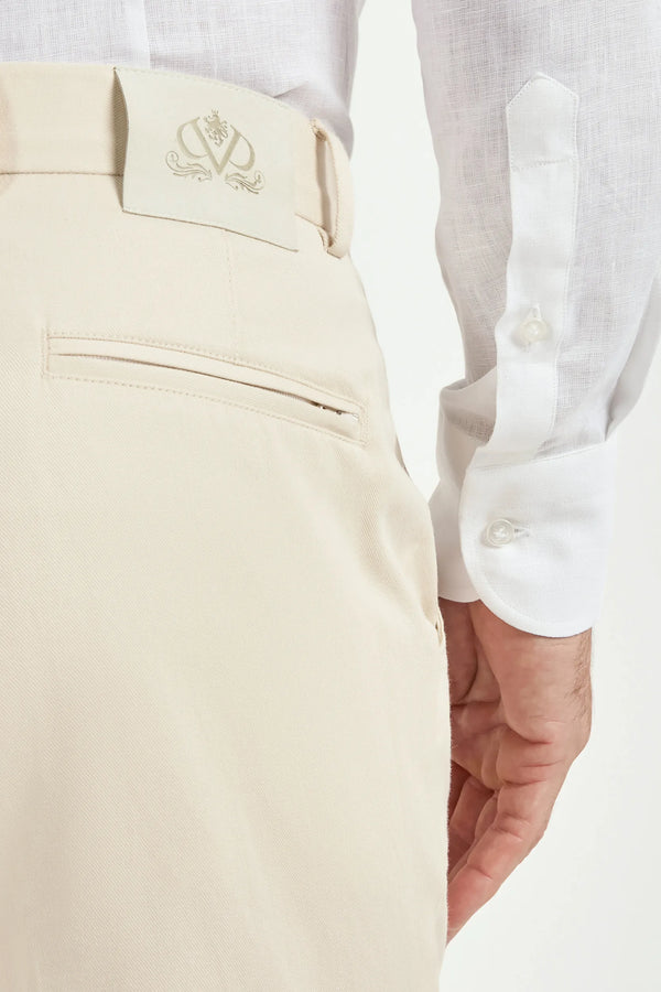 beige cotton linen trousers, men's beige trousers, italian summer pants, beige garda trousers, luxury men's trousers, elegant men's pants, refined cotton linen trousers, tailored beige trousers, premium italian trousers, sophisticated men's lightweight pants, timeless italian trousers, upscale men's trousers, classic beige pants, italian craftsmanship trousers, premium men's cotton linen trousers, refined italian garda trousers
