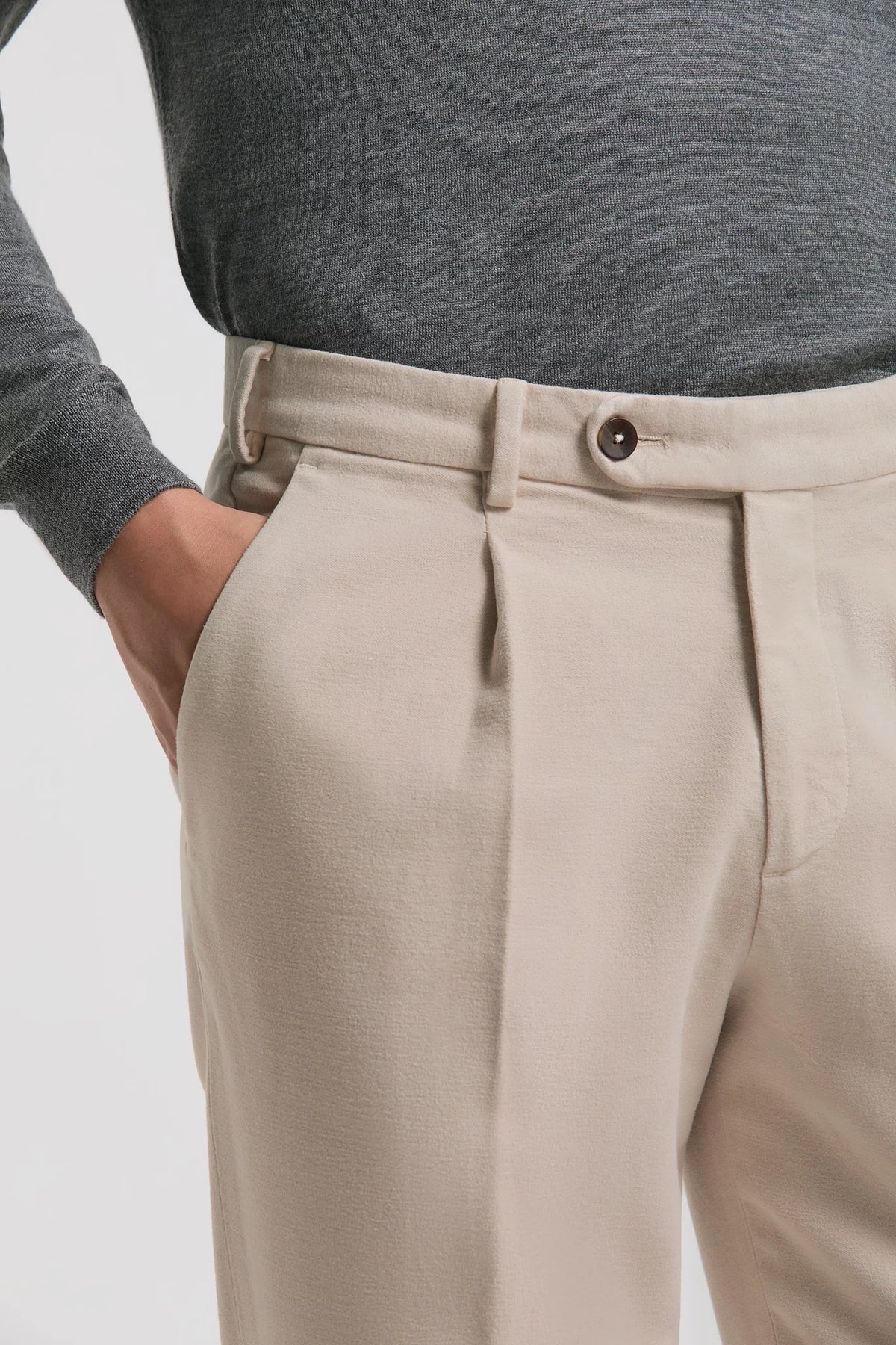 men pini parma beige trousers made in italy in cotton and silk 