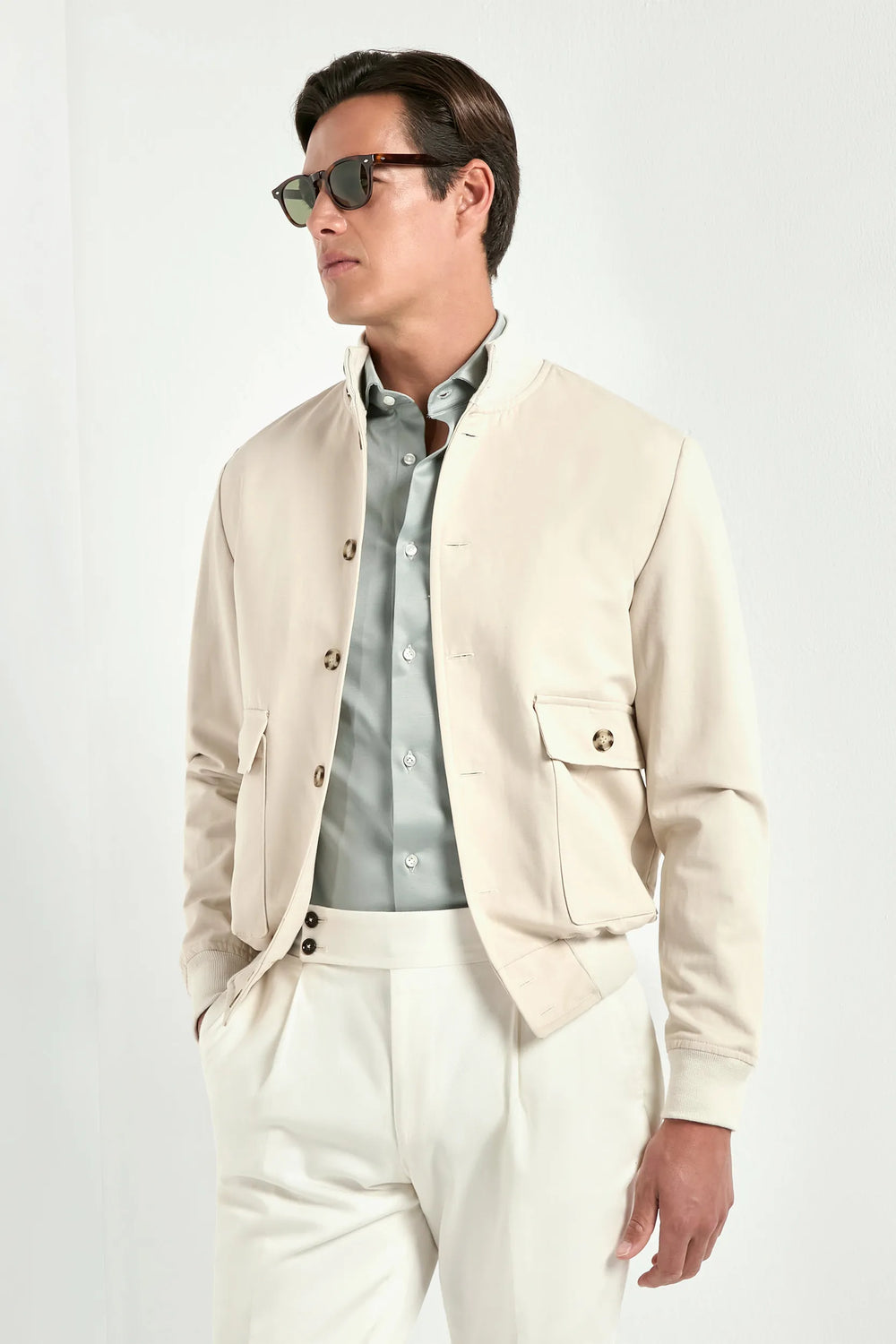 Beige cotton bomber - Made in Italy