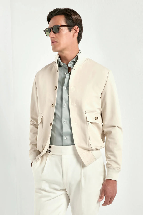 Beige cotton bomber - Made in Italy