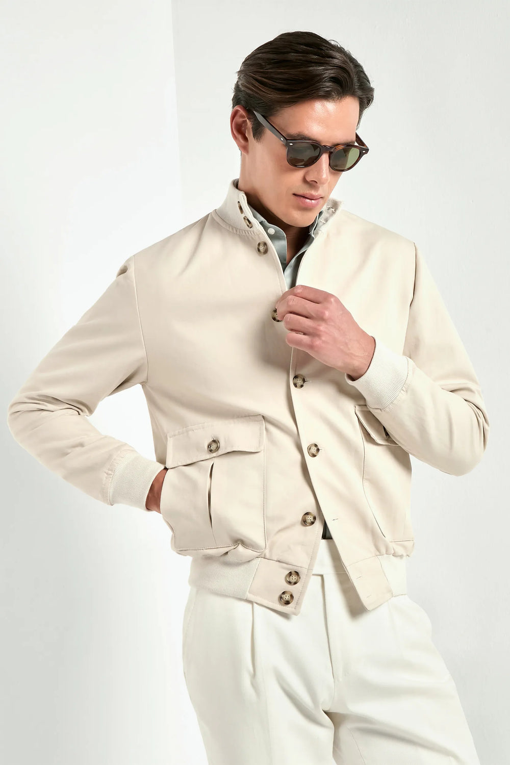 Beige cotton bomber - Made in Italy