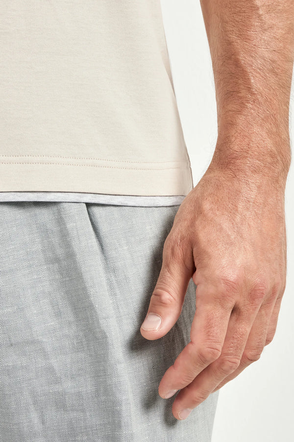 beige cotton t-shirt, men's beige t-shirt, italian cotton tee, beige collar detail t-shirt, luxury men's t-shirt, elegant men's tee, refined cotton t-shirt, tailored beige t-shirt, premium italian t-shirt, sophisticated men's t-shirt, timeless italian t-shirt, upscale men's tee, classic beige t-shirt, italian craftsmanship t-shirt, premium men's cotton t-shirt, refined italian collar t-shirt