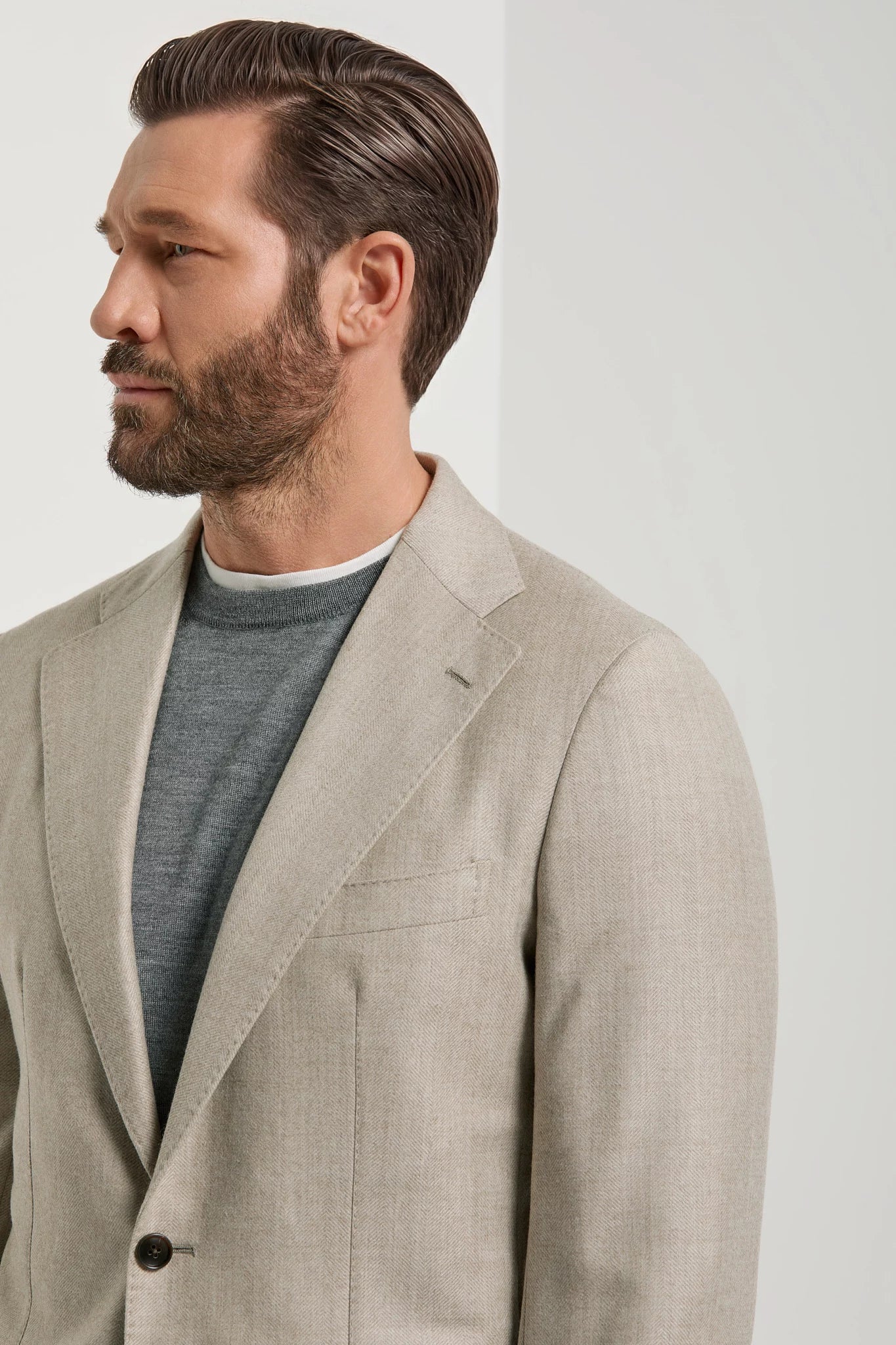 Men Pini Parma beige herringbone suit made in Italy in wool 