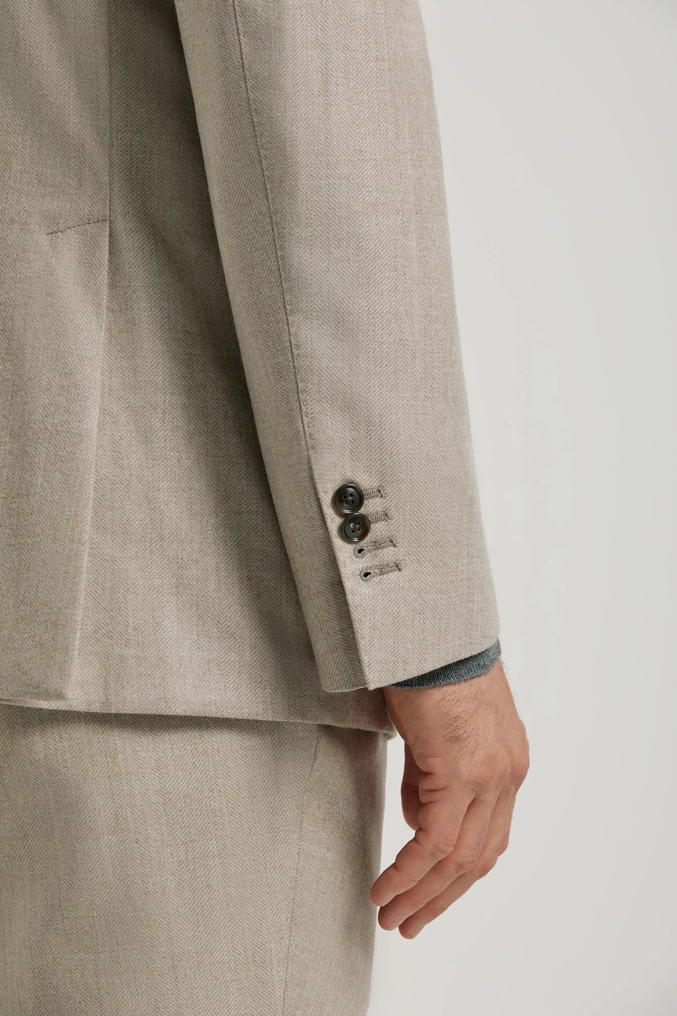 Men Pini Parma beige herringbone suit made in Italy in wool 