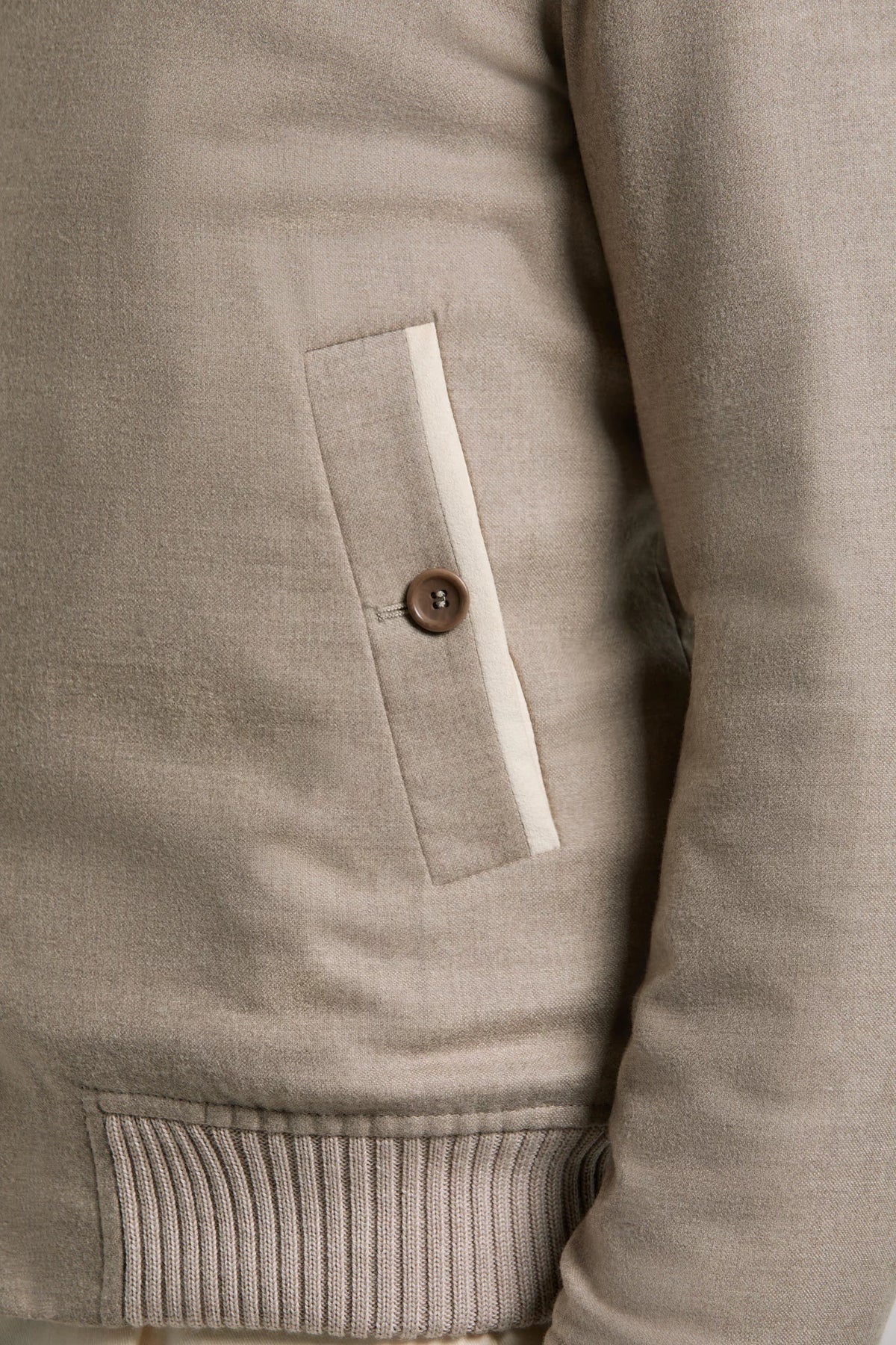 men pini parma beige hooded bomber made in italy in Loro Piana wool 