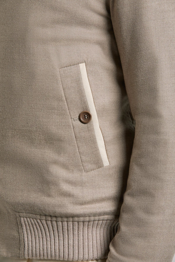 men pini parma beige hooded bomber made in italy in Loro Piana wool 