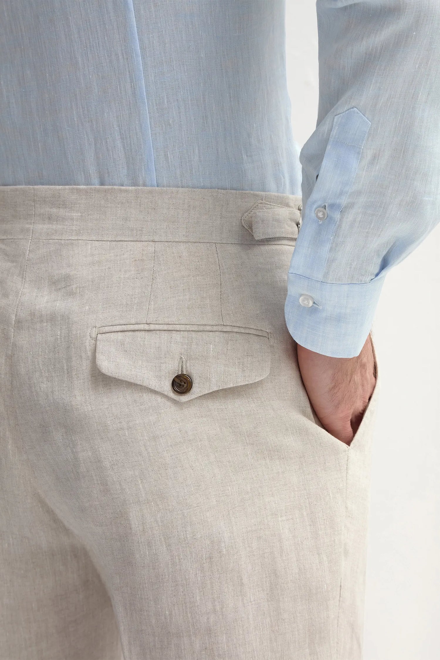 Shorts beige in lino - Made in Italy