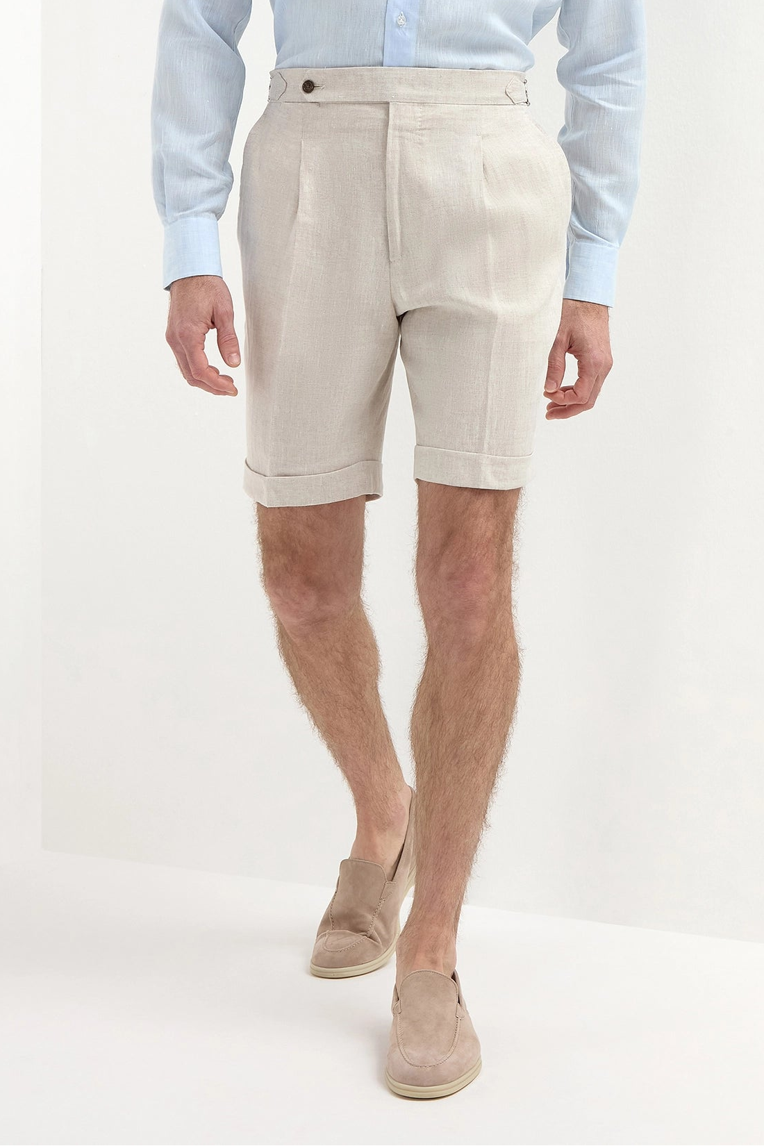 Shorts beige in lino - Made in Italy