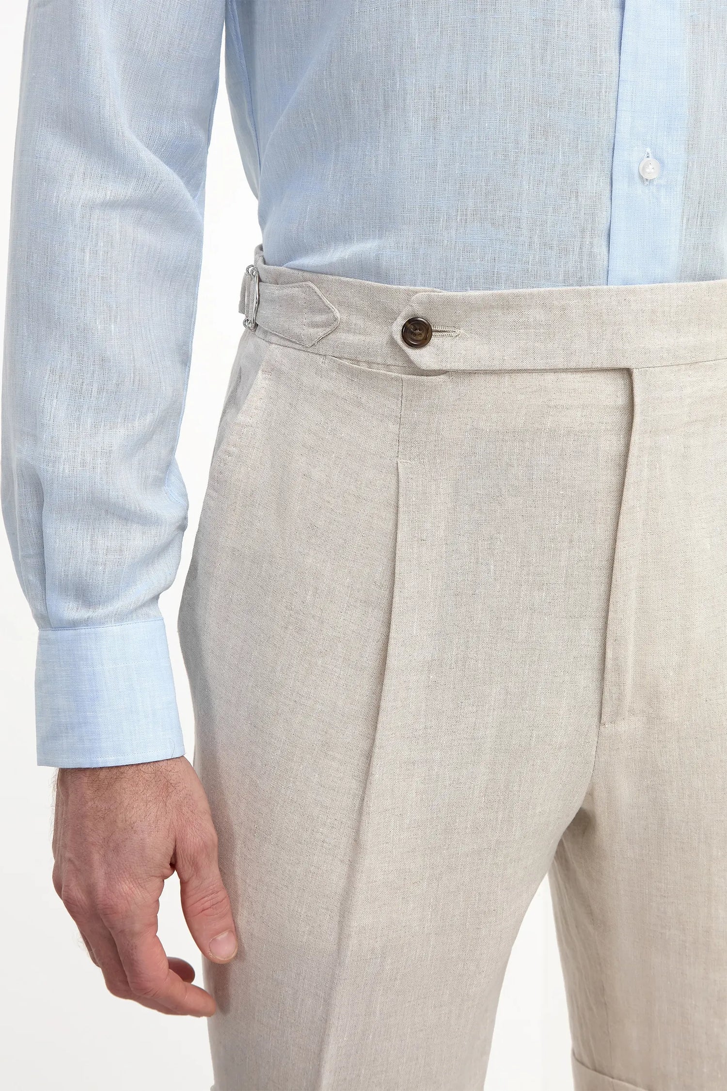 Shorts beige in lino - Made in Italy