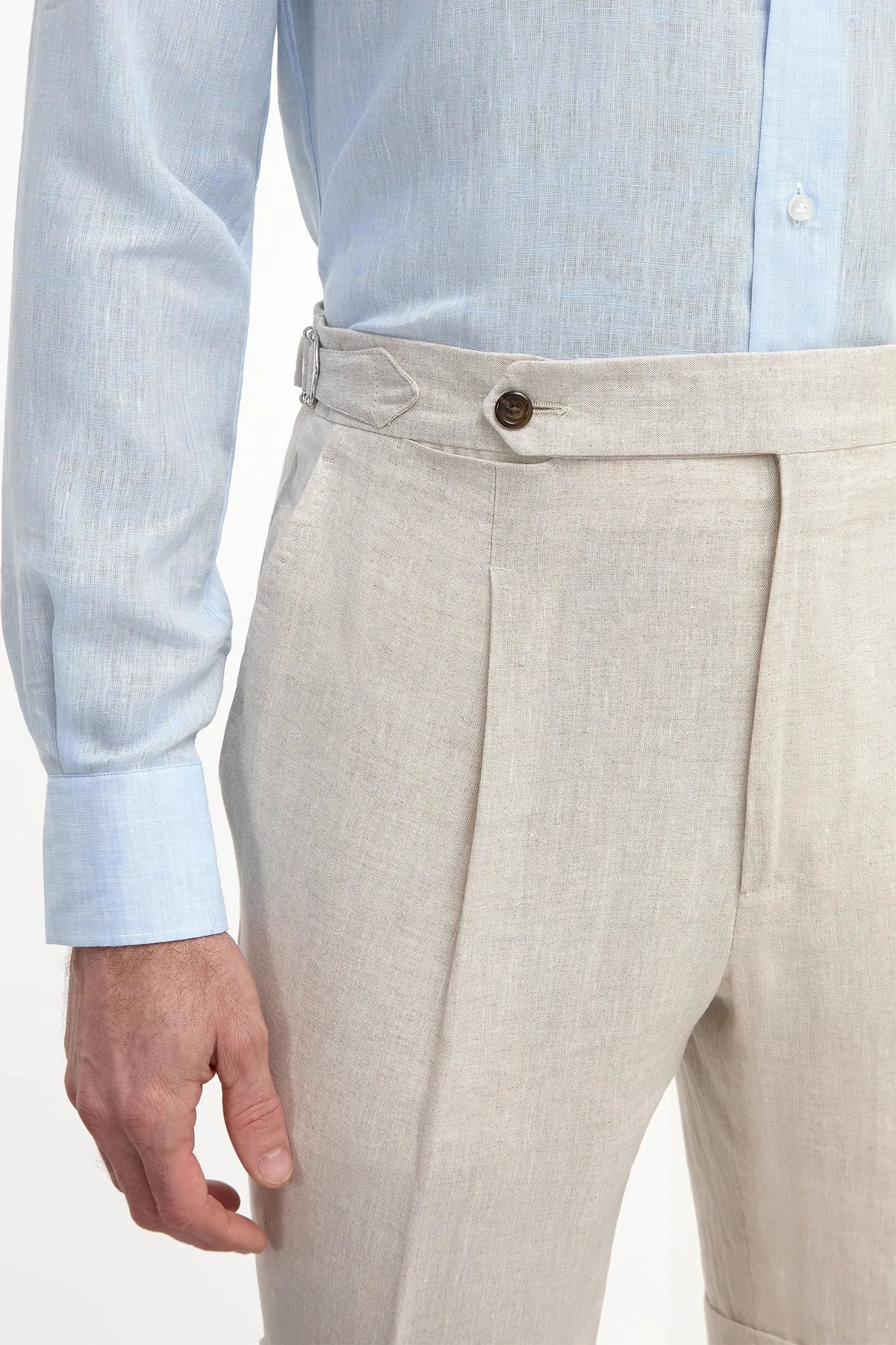 Shorts beige in lino - Made in Italy