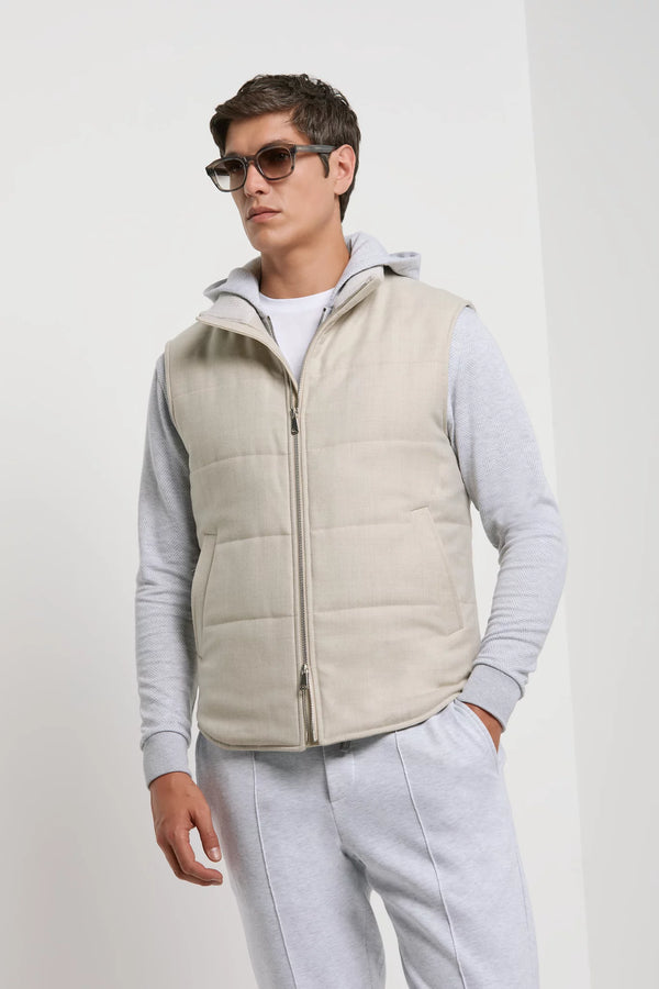 Men Pini Parma Made in Italy wool cashemere beige padded vest