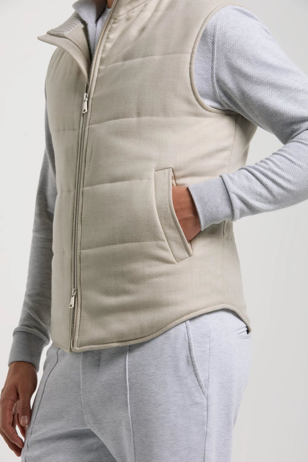 Men Pini Parma Made in Italy wool cashemere beige padded vest