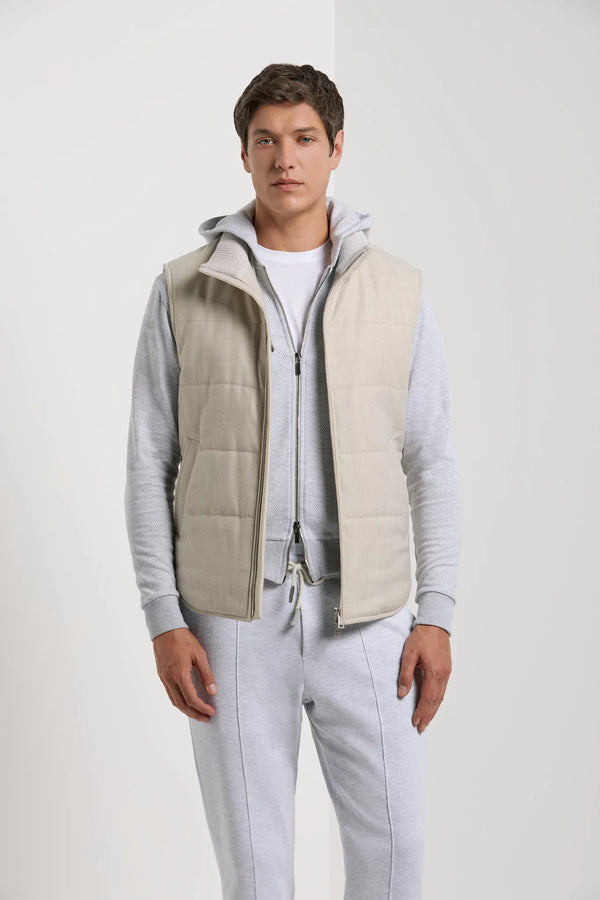 Men Pini Parma Made in Italy wool cashemere beige padded vest
