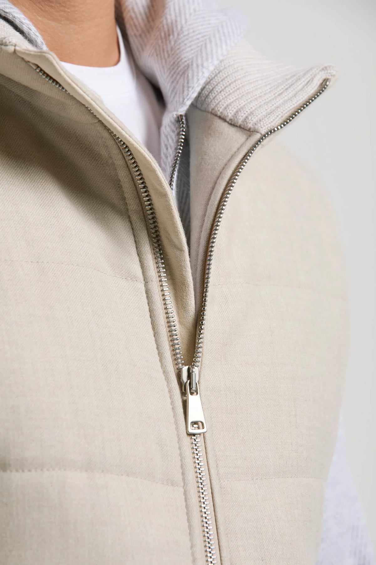 Men Pini Parma Made in Italy wool cashemere beige padded vest