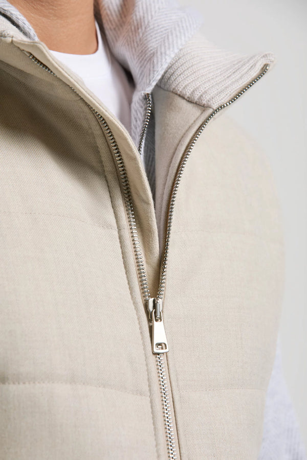 Men Pini Parma Made in Italy wool cashemere beige padded vest