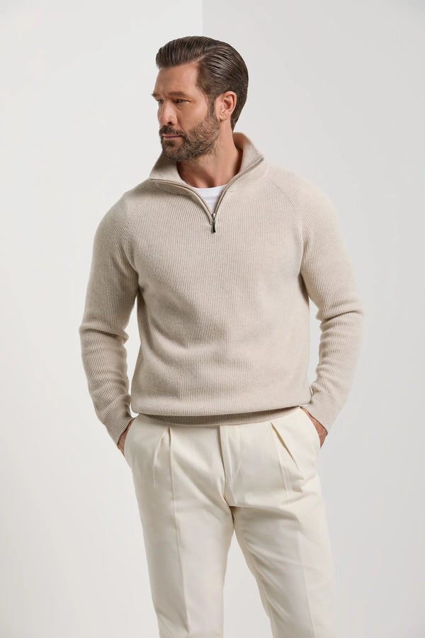 men pini parma beige sweater made in italy in wool and cashmere 