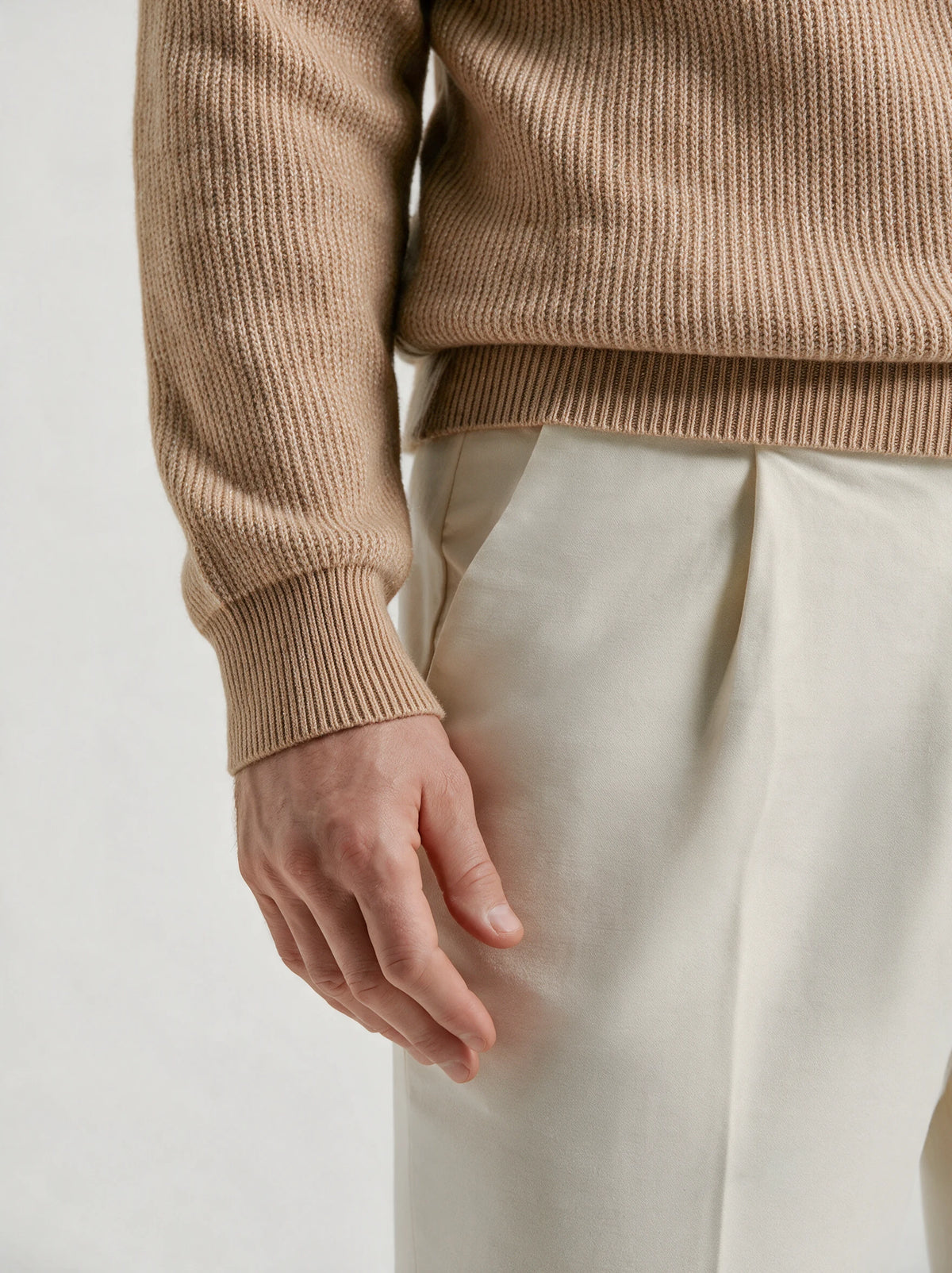 Beige ribbed turtleneck - Made in Italy