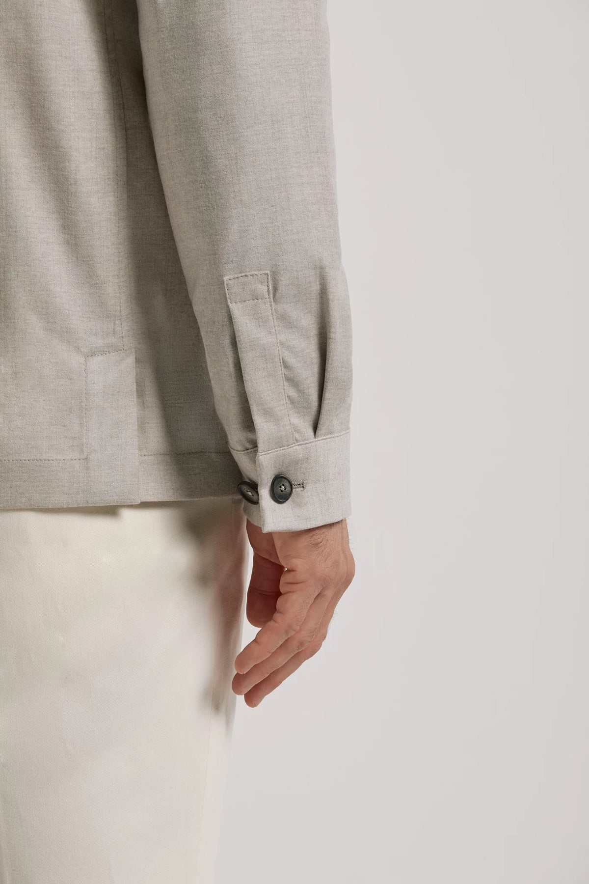 Men Pini Parma Made in Italy beige wool flannel shirt jacket