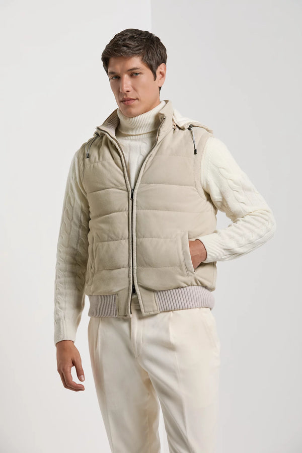 Pini Parma made in Italy men beige suede padded vest
