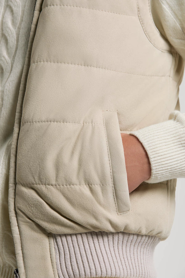 Pini Parma made in Italy men beige suede padded vest