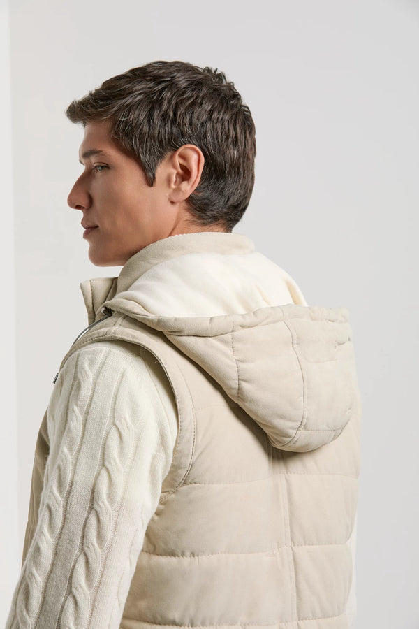 Pini Parma made in Italy men beige suede padded vest
