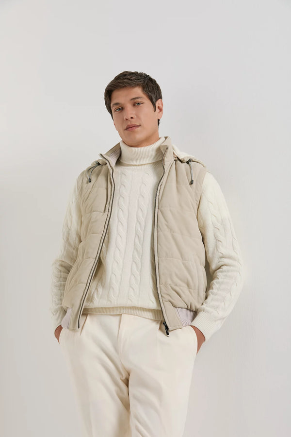 Pini Parma made in Italy men beige suede padded vest