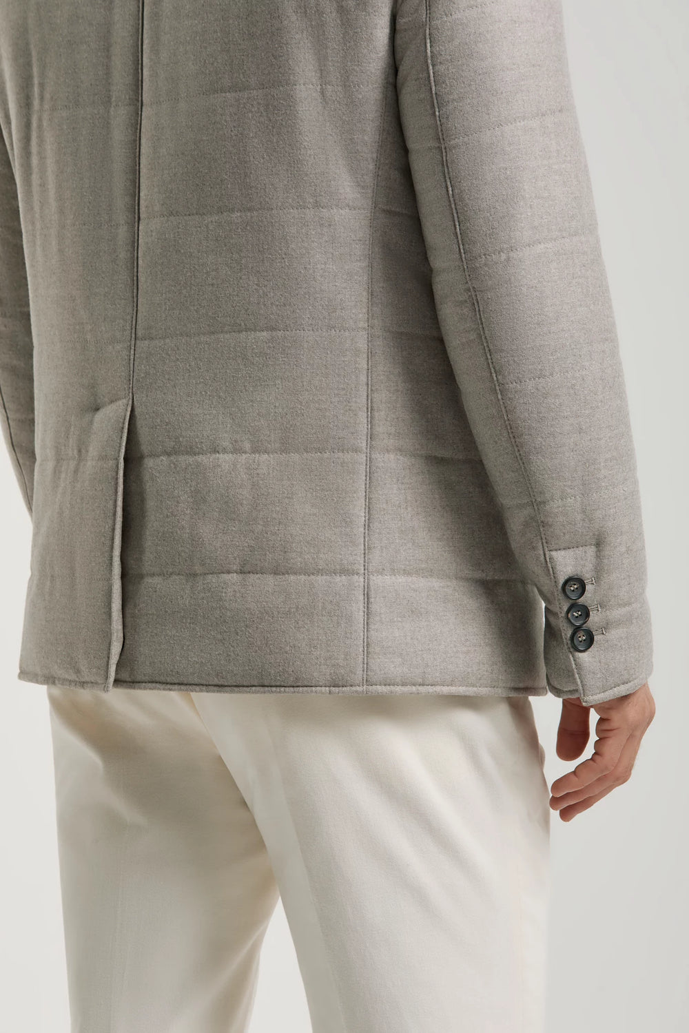 men pini parma beige padded jacket made in italy in Loro Piana wool and cashmere 