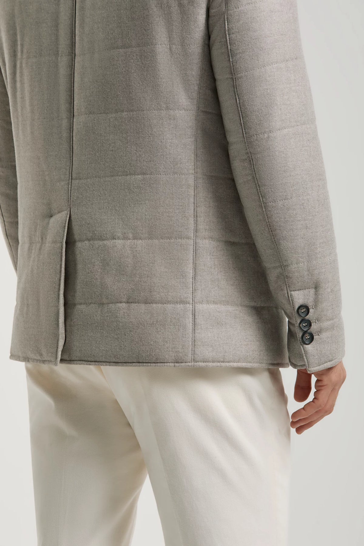 men pini parma beige padded jacket made in italy in Loro Piana wool and cashmere 