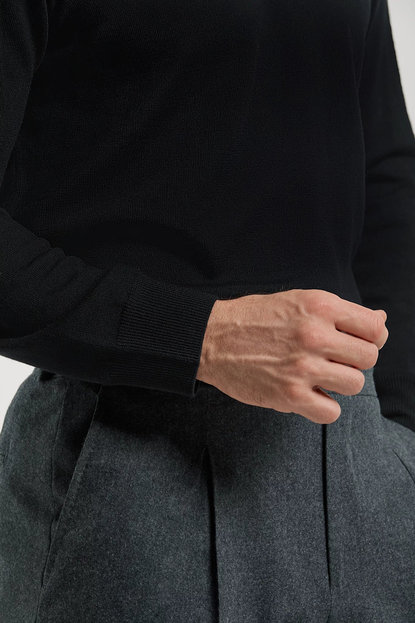 men pini parma black turtleneck made in italy in merino wool 