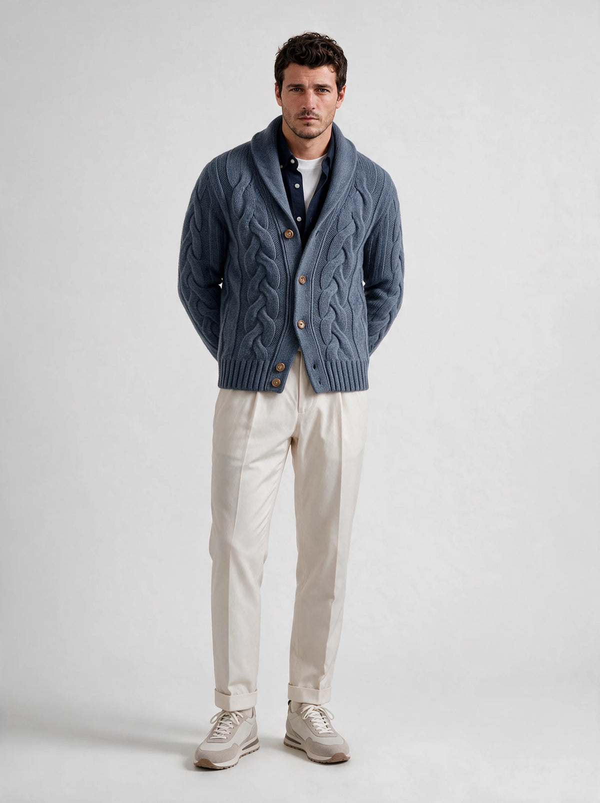 Cardigan en maille bleu - Made in Italy