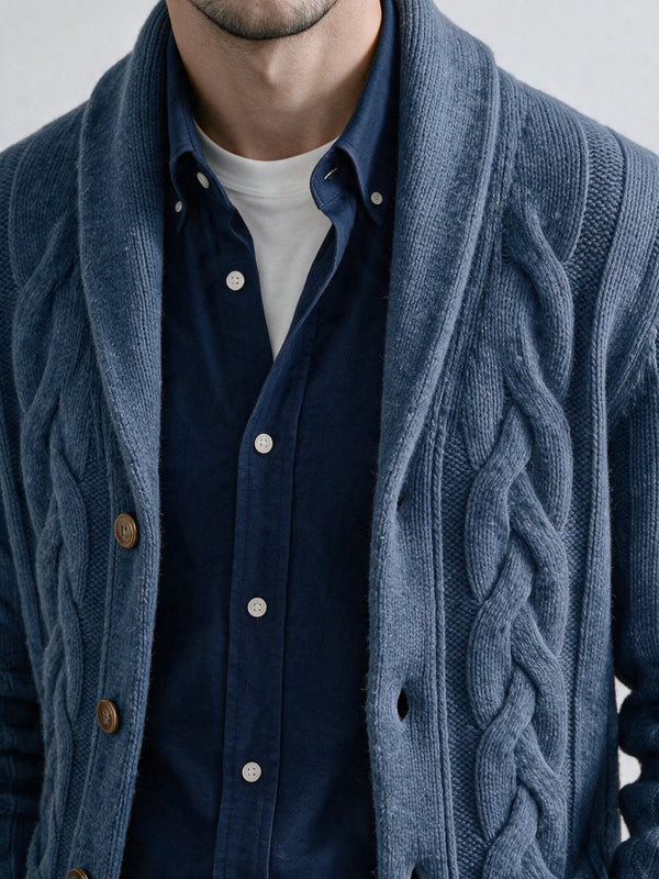 Cardigan blu in maglia - Made in Italy