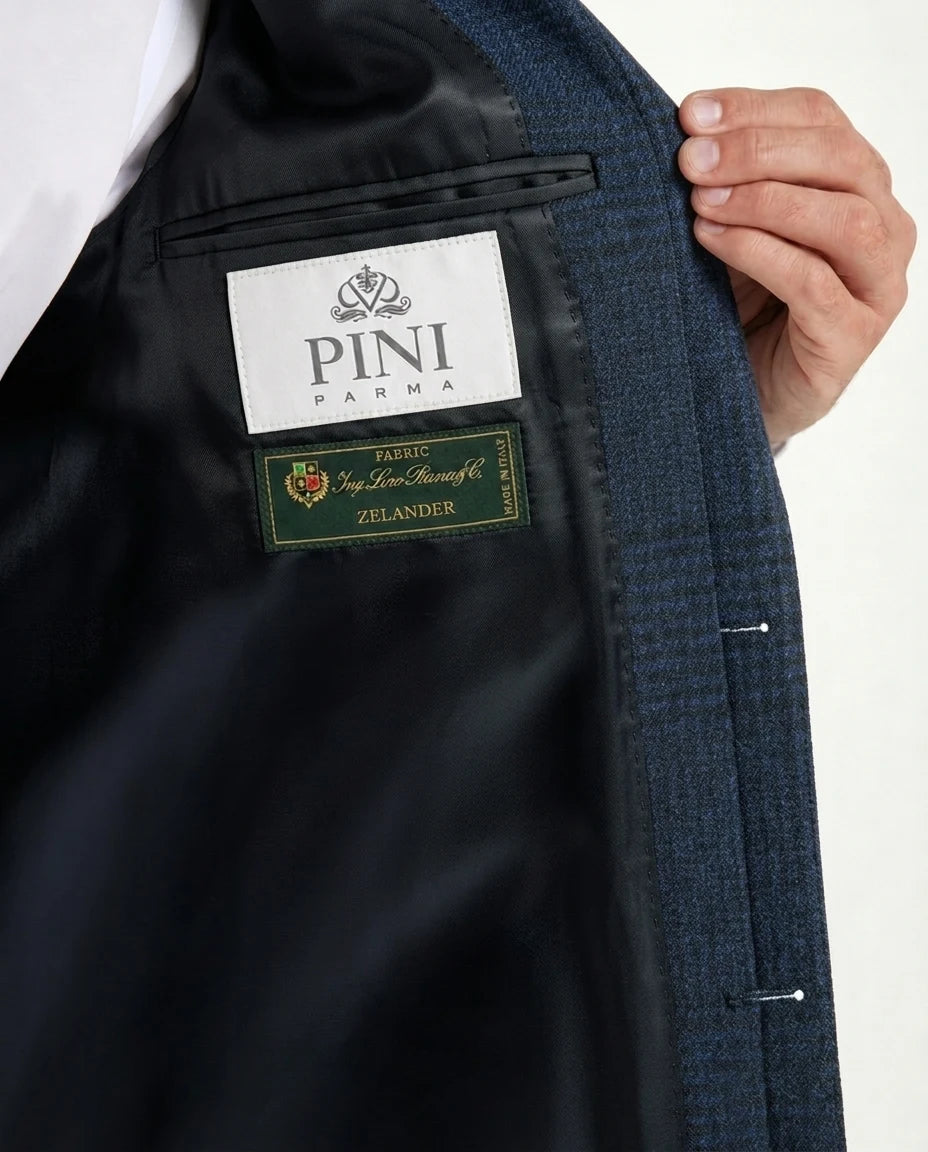 Manteau raglan bleu Prince de Galles - Made in Italy