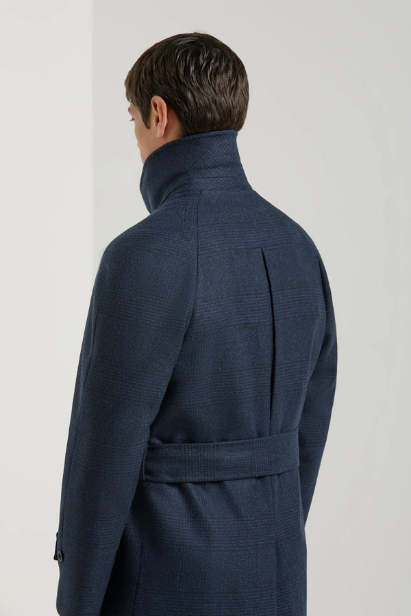 Cappotto raglan blu Principe di Galles - Made in Italy