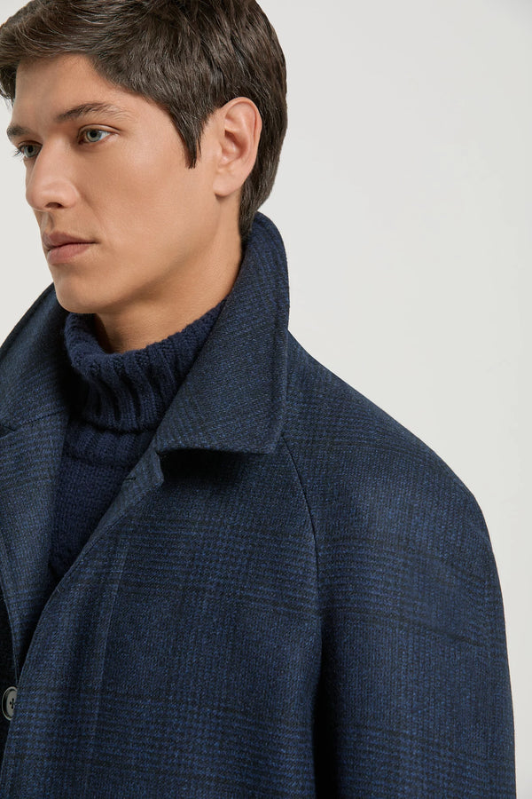 Cappotto raglan blu Principe di Galles - Made in Italy