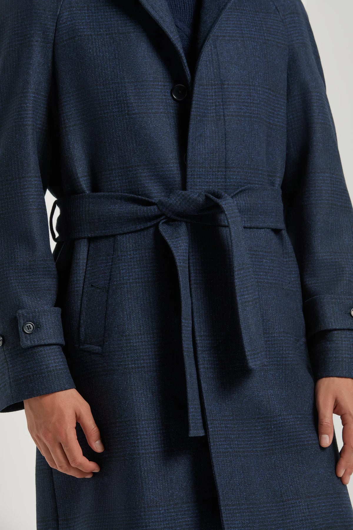 Cappotto raglan blu Principe di Galles - Made in Italy