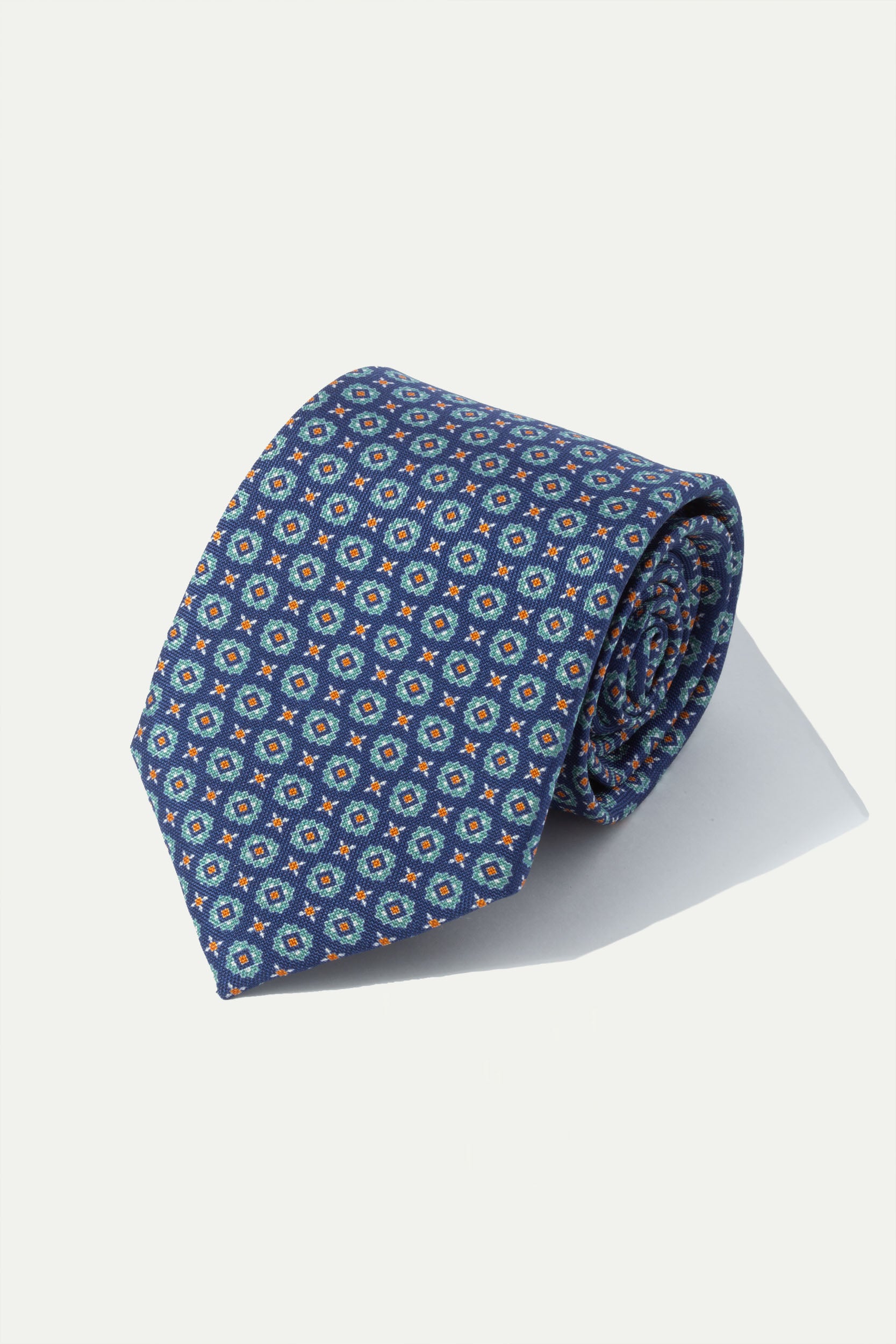Cravatta in seta leggera blu e verde - Made In Italy