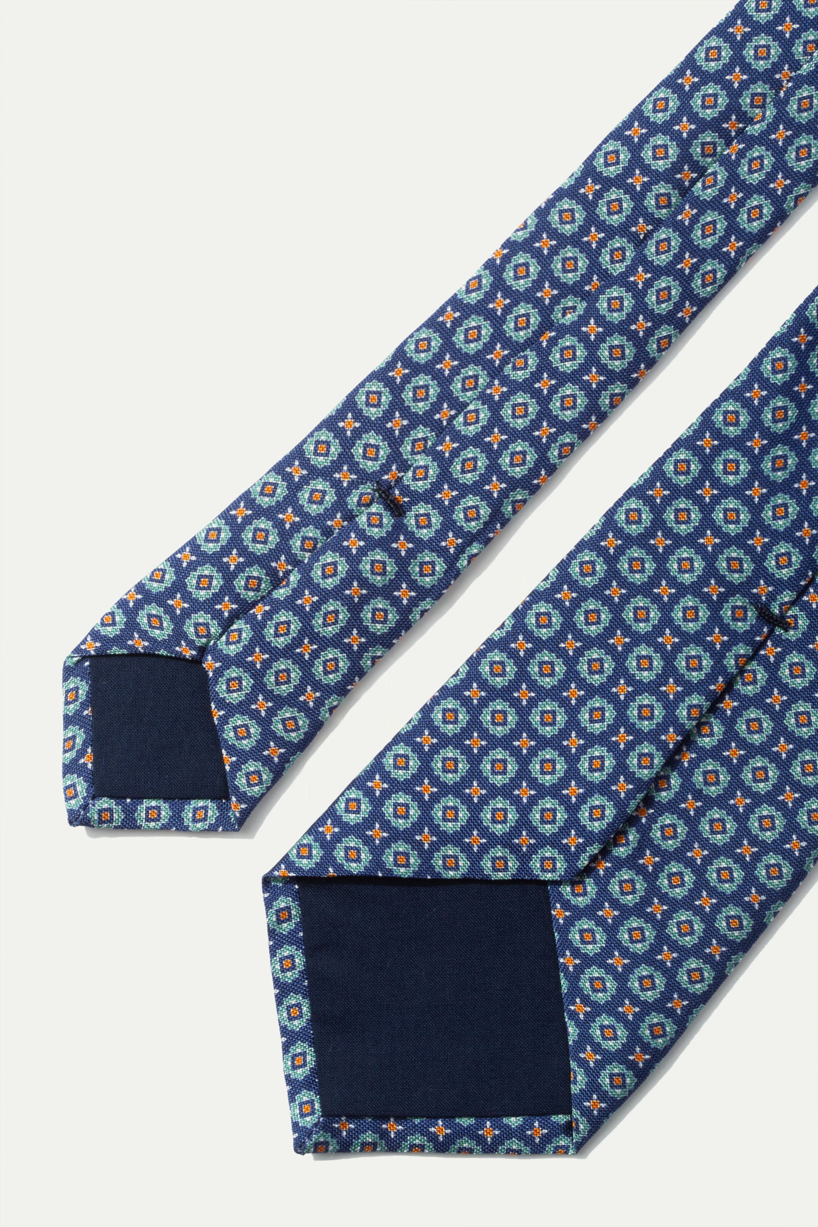 Cravate en soie légère bleue et verte - Made In Italy