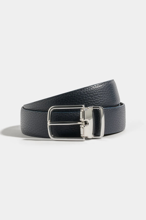 Blue and brown reversible belt - Made in Italy